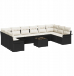 10-elementowy zestaw sof ogrodowych vidaXL z poduszkami, brązowy polirattan, Sofa ogrodowa vidaXL dla 2 os&oacute;b z miejscem do przechowywania i poduszkami, czarny polirattan | 3354216 | 8721288344878