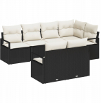 Zestaw 7-częściowej sofy ogrodowej z poduszkami Czarny Polirattan, 2-osobowa sofa ogrodowa z miejscem do przechowywania i poduszkami Czarny Polirattan | 3355086 | 8721288353573