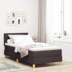 vidaXL Ł&oacute;żko skrzynkowe z materacem Ciemnobrązowe 100x200 cm Tkanina | 3338898 | 8721158209450