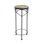Gėlių stovas &bdquo;MOROCCO&ldquo;, D25xA60cm, mozaikinis pavir&scaron;ius su spalvingais motyvais, juodas metalinis rėmas