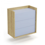 MOBIUS CHEST 3S korpusas: natūrali hikorija, fasadai - mėlynas horizontas (1 vnt. = 2 vnt.)