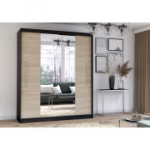 Idzczak RICO spinta su veidrodžiu (spalvos) 204 cm Sonoma ąžuolas + Veidrodis juodas LED profilis 200