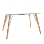 Valgomojo stalas HELENA WHITE 120x80xH75cm, stalvir&scaron;is: 18mm MDF, spalva: balta, kojelės: ąžuolo