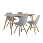 Valgomojo komplektas HELENA su 4 kėdėmis (37022), 140x80xH74cm, stalvir&scaron;is: ąžuolo fanera MDF, apdaila: lakuota