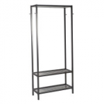 Prie&scaron;kambario lentyna STRAIGHT 85x32xH180cm, plieninis rėmas, spalva: juoda / chromuota
