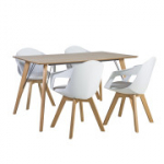 Valgomojo komplektas HELENA su 4 kėdėmis (37034), 140x80xH74cm, stalvir&scaron;is: ąžuolo fanera MDF, apdaila: lakuota