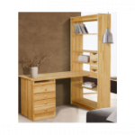 Kompiuterio stalas su lentynomis (medžio masyvas)