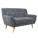 RIHANNA dvivietė sofa, 140x84x87 cm, užvalkalo medžiaga: audinys, spalva: pilka