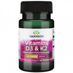 Swanson &ndash; D-vitaminas D3 2000IU + K2 75mcg &ndash; 60 vegetabilskų kapsulių