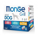 Monge Grill Multipack konservų rinkinys su jautiena, menke ir vi&scaron;tiena bei kalakutiena &scaron;unims : Kiekis - 1 vnt.