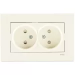 Karre Beige Two Gang Socket Child Protection