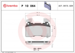 stabdžių trinkelių rinkinys, diskinis stabdys BREMBO P 10 064