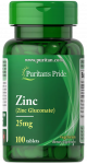 Puritan's Pride Zinc Gluconate 25mg 100 tablets
