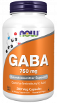 NOW Foods GABA 750 mg 200 Veg Capsules
