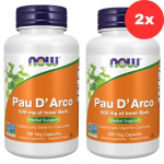 2x NOW Foods Pau D&rsquo;Arco 500mg 100caps