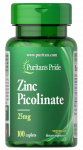 Puritan's Pride Zinc Picolinate 25mg 100 caplets