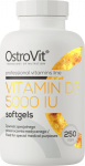 OstroVit VITAMINAS D3 5000 softgels 250 mink&scaron;tų kapsulių