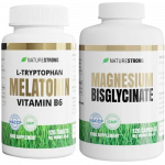 NATURESTRONG Miego ir Poilsio Komplektas &ndash; Magnio Glicinatas, Melatoninas, su Triptofanu ir B6