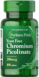 Puritan's Pride Chromium Picolinate 200 mcg Yeast Free 100 tablets