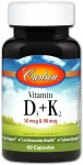 Carlson Labs vitaminas D3 + K2 - 60 kapsulių
