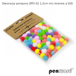 Dekoracija "Pomponai" įvairių spalvų 1,5 cm, 60 vnt. CRAFT-FUN