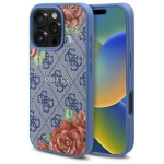 Guess 4G Flowers Print MagSafe dėklas iPhone 16 Pro Max &ndash; mėlynas