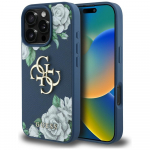 Guess Grained Roses 4G dėklas iPhone 16 Pro &ndash; mėlynas