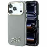 Dėklas Karl Lagerfeld Saffiano Small Script Metal Logo MagSafe, skirtas iPhone 17 Pro Max / 18 Pro Max - Smėlio spalvos