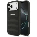 Dėklas Mercedes AMG Leather Debossed Lines Logo, skirtas iPhone 18 Pro Max / 17 Pro Max - Juodas