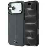 Dėklas Mercedes Leather Semi Wrap with Iconic Line MagSafe telefonui iPhone 18 Pro Max / 17 Pro Max - Tamsiai pilkas