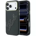 Dėklas Karl Lagerfeld IML Big Signature Resin Metal Frame telefonui iPhone 18 Pro Max / 17 Pro Max - juodas