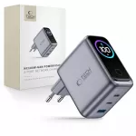 Tech-Protect PowerVision NC100W-GaN 3 prievadų PD 100W / QC3.0 sieninis įkroviklis &ndash; tamsiai pilkas