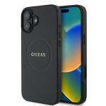 Guess Grained Ring MagSafe dėklas iPhone 16 &ndash; juodas