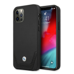 BMW perforuotas odinis dėklas iPhone 12 Pro Max &ndash; juodas