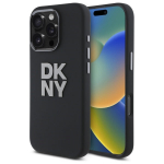 DKNY Liquid Silicone Metal Logo dėklas iPhone 16 Pro &ndash; juodas