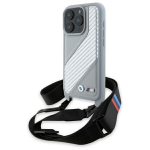 BMW M Carbon Stripe dėklas iPhone 16 Pro su dirželiu &ndash; pilkas