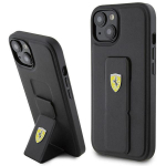 Ferrari Grip Stand dėklas iPhone 15 &ndash; juodas