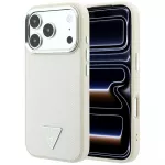 Guess Grained Triangle Logo MagSafe dėklas iPhone 18 Pro / 17 Pro - Smėlio spalva