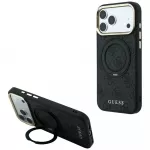 Guess Ring Stand 360 4G Classic Logo MagSafe dėklas iPhone 17 Pro / 18 Pro - Juodas