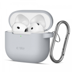 Tech-Protect silikoninis dėklas AirPods 4 su kabliuku &ndash; pilkas