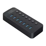 Orico CT2U3-7AB USB &scaron;akotuvas 7x USB-A 3.0 su jungikliais &ndash; juodas