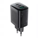 Acefast A108 GaN PD 67W 2xUSB-C 1xUSB-A Sieninis įkroviklis - Juodas