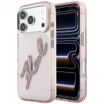 Dėklas Karl Lagerfeld IML Big Signature Resin Metal Frame telefonui iPhone 18 Pro Max / 17 Pro Max - rožinis