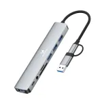 &Scaron;akotuvas Wozinsky WAH-81 8-in-1 su USB 3.0, SD kortelių skaitytuvu ir garso i&scaron;vestimi - pilkas