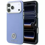 Guess Granuliuota Apvalus Strass Logotipas MagSafe dėklas Apple iPhone 18 Pro Max / 17 Pro Max - Mėlyna