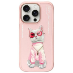 Nimmy Glasses Cool Cat dėklas iPhone 16 Pro &ndash; rožinis