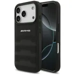 Dėklas Mercedes AMG Leather Debossed Lines, skirtas iPhone 18 Pro / 17 Pro - juodas