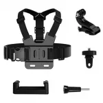 GoPro krūtinės dirželis aksesuar rinkinys 5in1 skirtas GoPro, DJI, Insta360, SJCam, Eken sportinėms kameroms (GoPro 5 in 1 krūtinės dirželis)