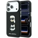 Dėklas Karl Lagerfeld Saffiano with Karl & Choupette Heads Pins & Logo telefonui iPhone 18 Pro / 17 Pro - Juodas