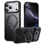 Magnetinis TPU ir akrilo dėklas iPhone 18 Pro Max / 17 Pro Max su besisukančiu stovu ir MagSafe &ndash; juodas